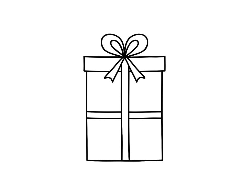 Line drawing of a single wrapped present